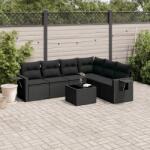 vidaXL 7 részes fekete polyrattan kerti ülőgarnitúra párnával (3252552)