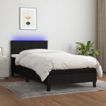 vidaXL fekete szövet rugós és LED-es ágy matraccal 80 x 200 cm (3133111)