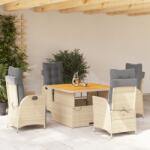vidaXL 5 részes bézs polyrattan kerti étkezőgarnitúra párnákkal (3277486)
