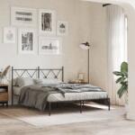 vidaXL fekete fém ágykeret fejtámlával 135 x 190 cm (376501)