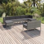 vidaXL 9 részes szürke polyrattan kerti bútorszett párnákkal (3094550)