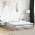 vidaXL szürke sonoma színű szerelt fa ágykeret LED-del 140x200 cm (3281103)