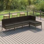 vidaXL 5 részes szürke polyrattan kerti ülőgarnitúra párnákkal (3094370)
