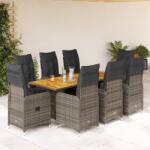 vidaXL 9 részes szürke polyrattan kerti bisztrógarnitúra párnákkal (3277030)
