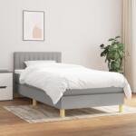 vidaXL világosszürke szövet rugós ágy matraccal 90 x 200 cm (3140745)