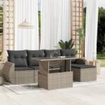 vidaXL 6 részes világosszürke polyrattan kerti ülőgarnitúra párnákkal (3268502) - vidaxl