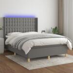 vidaXL sötétszürke szövet rugós és LED-es ágy matraccal 140x200 cm (3139198)