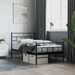 vidaXL fekete fém ágykeret fej- és lábtámlával 100 x 190 cm (355671)