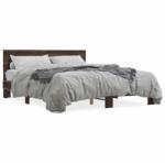 vidaXL barna tölgyszínű szerelt fa és fém ágykeret 150 x 200 cm (3280191)