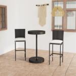 vidaXL 3 részes fekete polyrattan kültéri bárszett párnákkal (3064764)