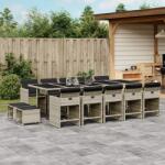 vidaXL 15 részes szürke polyrattan kerti étkezőgarnitúra párnákkal (3277942)