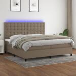 vidaXL tópszínű szövet rugós és LED-es ágy matraccal 200 x 200 cm (3135225)