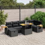 vidaXL 8 részes fekete polyrattan kerti ülőgarnitúra párnákkal (3276149)