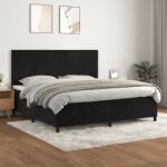 vidaXL fekete bársony rugós ágy matraccal 200x200 cm (3142925)