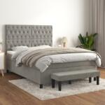 vidaXL világosszürke bársony rugós ágy matraccal 140x190 cm (3138019)