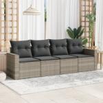 vidaXL 4 részes világosszürke polyrattan kerti ülőgarnitúra párnákkal (3218672)