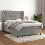 vidaXL világosszürke bársony rugós ágy matraccal 140x190 cm (3129387)