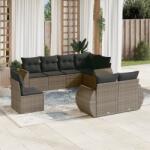 vidaXL 8 részes szürke polyrattan kerti ülőgarnitúra párnákkal (3253977)