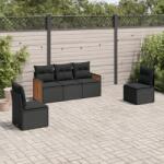 vidaXL 5 részes fekete polyrattan kerti kanapészett párnákkal (3259927)