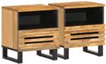 vidaXL 2 db tömör nyers mangófa éjjeliszekrény 40 x 34 x 46 cm (377467)