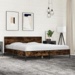 vidaXL füstös tölgy színű szerelt fa és fém ágykeret 180 x 200 cm (3280014)