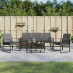 vidaXL 5 részes sötétszürke polyrattan kerti étkezőgarnitúra párnákkal (360220)