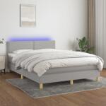 vidaXL világosszürke szövet rugós és LED-es ágy matraccal 140x190 cm (3133629)