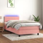 vidaXL rózsaszín bársony rugós és LED-es ágy matraccal 90x190 cm (3134440)