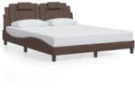 vidaXL barna műbőr ágykeret LED-világítással 160 x 200 cm (3214031)