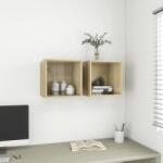 vidaXL 2 db sonoma tölgy színű szerelt fa fali szekrény 37x37x37 cm (805454) - vidaxl
