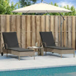 vidaXL 2 db világosszürke polyrattan napozóágy párnával (3261439)