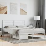 vidaXL fehér fém ágykeret fejtámlával 150 x 200 cm (352370)