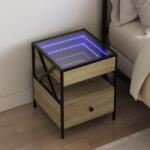 vidaXL sonoma tölgy végtelen hatású LED-es éjjeliszekrény 40x40x51 cm (3284102)