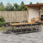 vidaXL 15 részes szürke polyrattan kerti étkezőgarnitúra párnákkal (3278185)