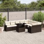 vidaXL 10 részes barna polyrattan kerti ülőgarnitúra párnákkal (3268133)