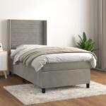 vidaXL világosszürke bársony rugós ágy matraccal 90 x 200 cm (3132717)