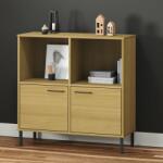 vidaXL OSLO barna tömör fa könyvszekrény fém lábakkal 90x35x90, 5 cm (351015)