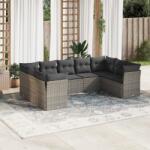 vidaXL 9 részes szürke polyrattan kerti ülőgarnitúra párnákkal (3249969)