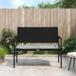 vidaXL fekete 2-személyes polyrattan kerti pad párnával (364119)