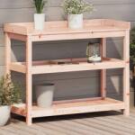 vidaXL tömör duglászfenyő ültetőasztal polcokkal 108 x 45 x 86, 5 cm (832440) - vidaxl