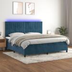 vidaXL sötétkék bársony rugós és LED-es ágy matraccal 200x200 cm (3136267)