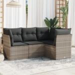vidaXL 4 részes világosszürke polyrattan kerti ülőgarnitúra párnákkal (3217582)