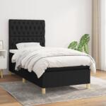 vidaXL fekete szövet rugós ágy matraccal 90x190 cm (3142539)