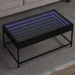 vidaXL fekete végtelen hatású LED-es dohányzóasztal 90 x 50 x 41 cm (847687)