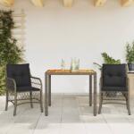 vidaXL 3 részes szürke polyrattan bisztrógarnitúra párnákkal (3212048)