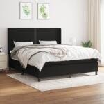 vidaXL fekete szövet rugós ágy matraccal 160x200 cm (3131363)