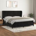 vidaXL fekete bársony rugós ágy matraccal 200x200 cm (3129353)