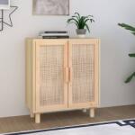vidaXL barna tömör fenyő/természetes rattan tálalószekrény 60x30x70cm (345632)