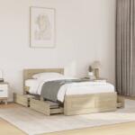 vidaXL sonoma tölgy színű szövet ágykeret fejtámlával 75x190 cm (3295620) - vidaxl