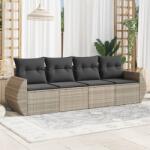 vidaXL 4 részes világosszürke polyrattan kerti ülőgarnitúra párnákkal (3253419)